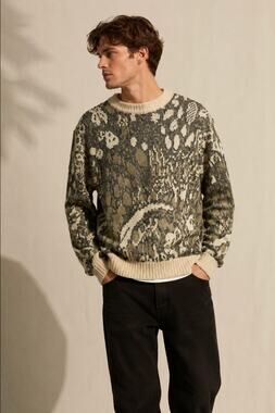 Saturdays Abstract Ramie Cotton Knit Sweater Large Made in Korea Vintage